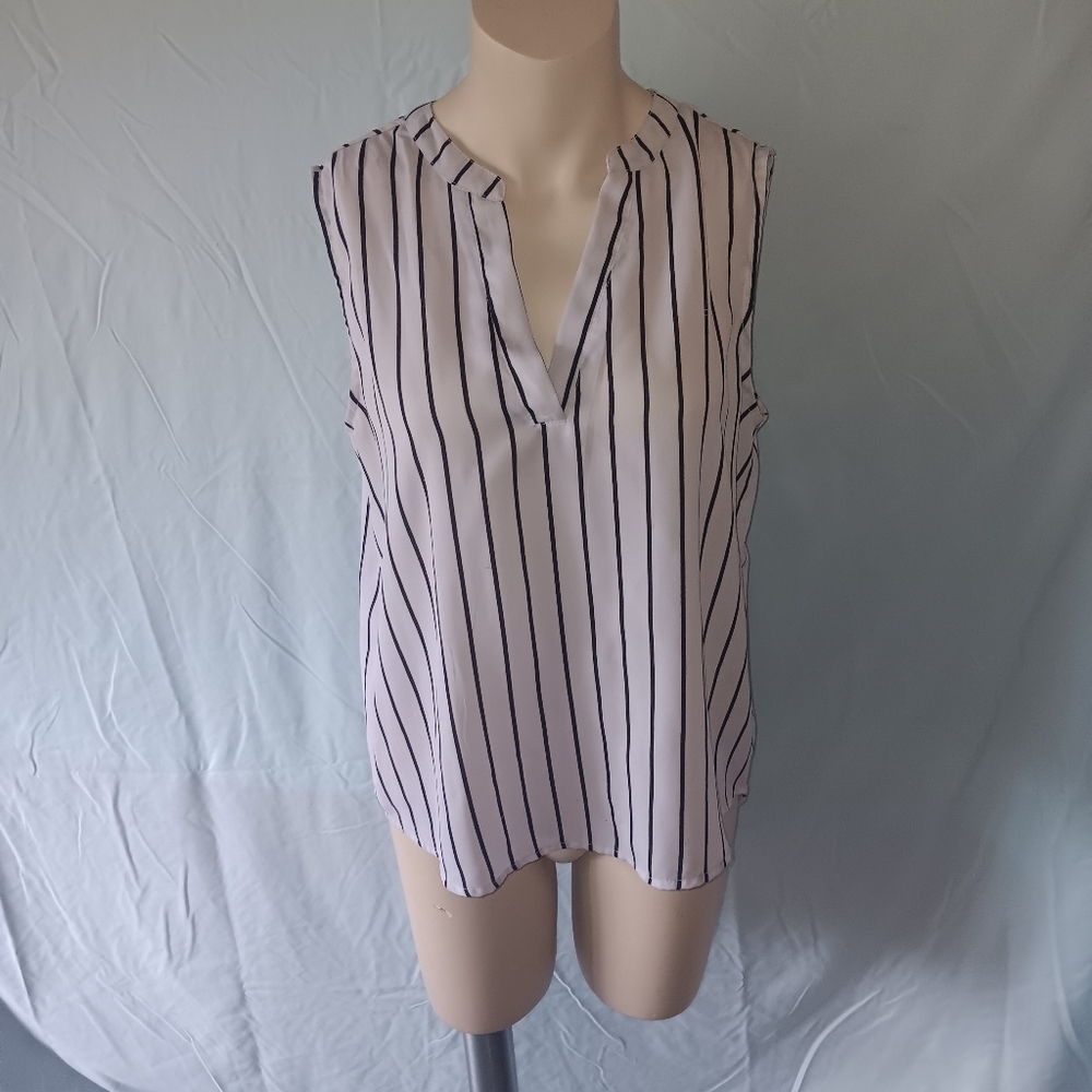 Striped Sleeveless V-Neck Top